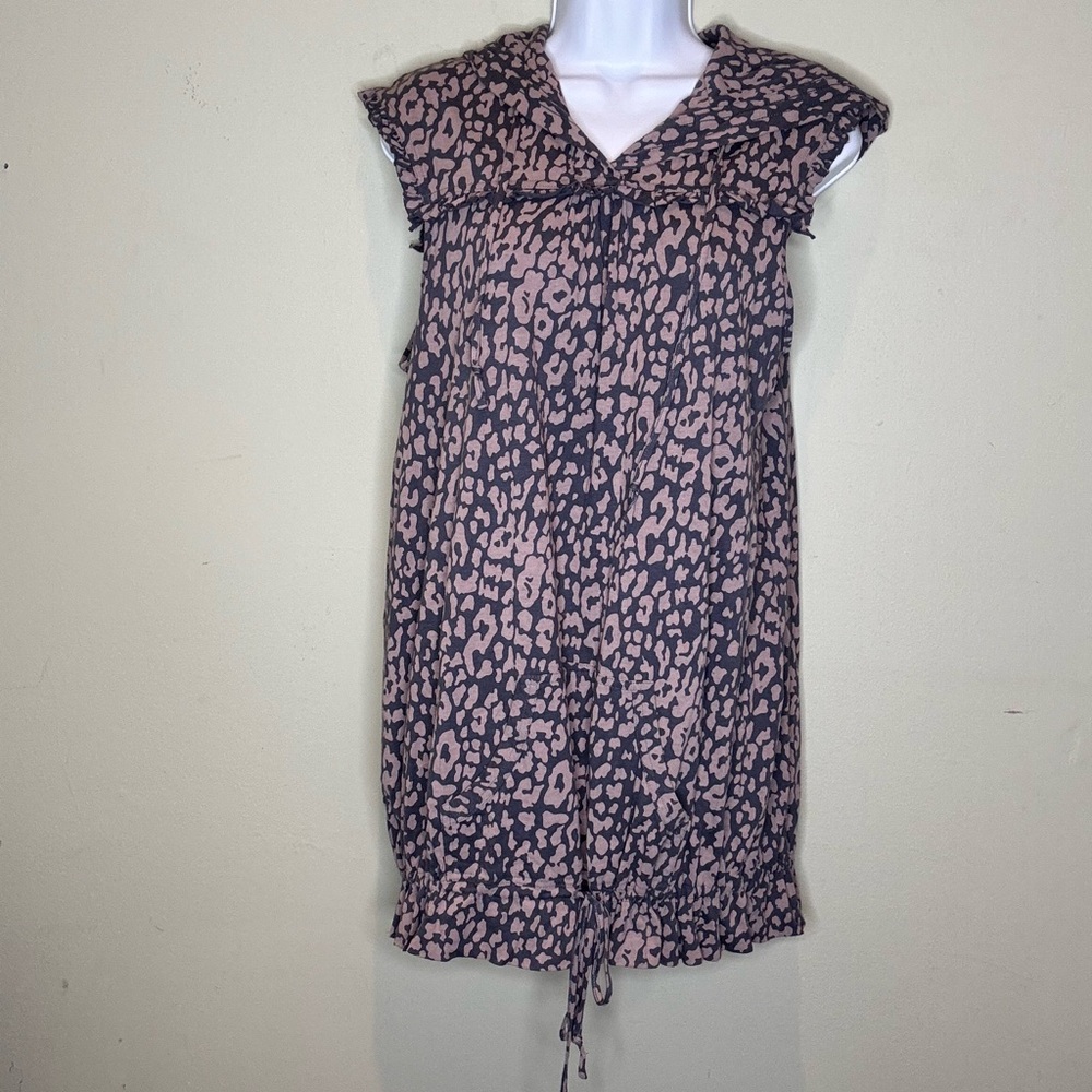 Marc by Marc Jacobs sleeveless drawstring leopard hoodie tunic, size small